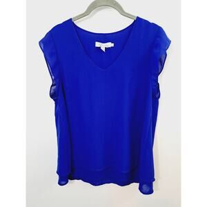 Arueh Royal Blue Sleeveless Blouse Chiffon Size Small